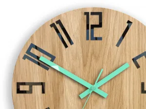 ModernClock Drevené nástenné hodiny Štíhle 33 cm čierne/mätové/hnedé