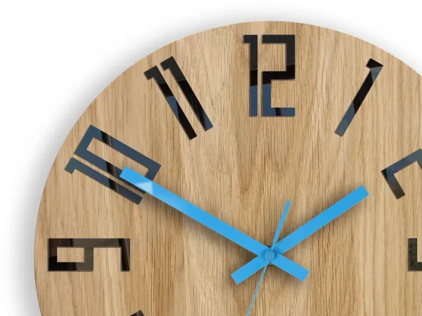 ModernClock Drevené nástenné hodiny Slim 33 cm čierne/modré/hnedé