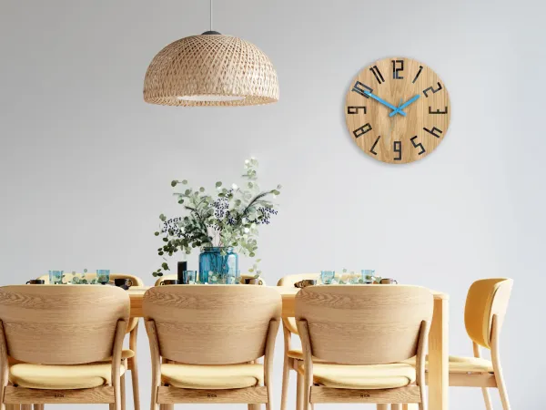 ModernClock Drevené nástenné hodiny Slim 33 cm čierne/modré/hnedé