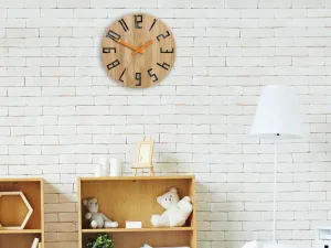ModernClock Drevené nástenné hodiny Slim 33 cm čierne/oranžové/hnedé