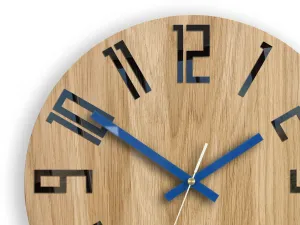 ModernClock Drevené nástenné hodiny Slim 33 cm čierne/tmavomodré/hnedé