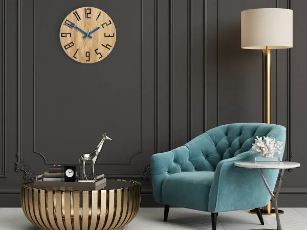 ModernClock Drevené nástenné hodiny Slim 33 cm čierne/tmavomodré/hnedé