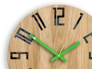 ModernClock Drevené nástenné hodiny Slim 33 cm čierne/zelené/hnedé