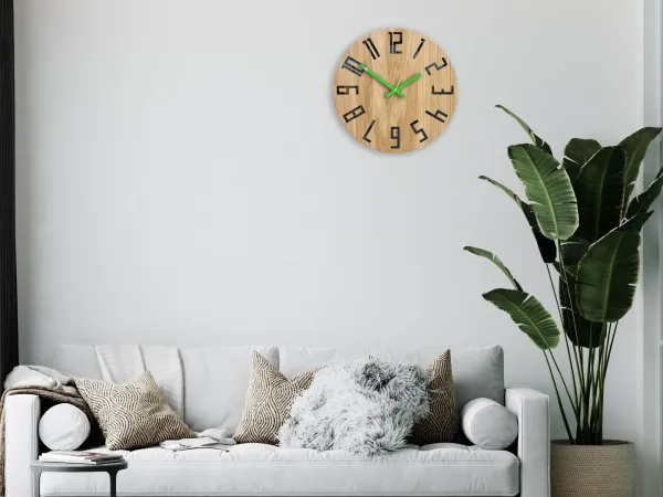 ModernClock Drevené nástenné hodiny Slim 33 cm čierne/zelené/hnedé