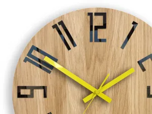 ModernClock Drevené nástenné hodiny Tenké 33 cm čierne/žlté/hnedé