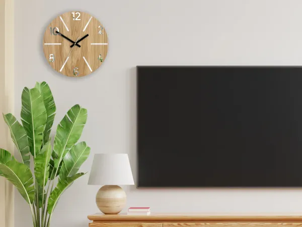 ModernClock Drevené nástenné hodiny Aksel 33 cm dub prírodný/biely