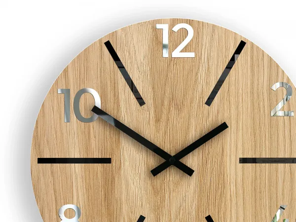 ModernClock Drevené nástenné hodiny Aksel 33 cm dub prírodný/čierny