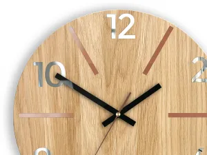 ModernClock Drevené nástenné hodiny Aksel 33 cm dub prírodný/medený
