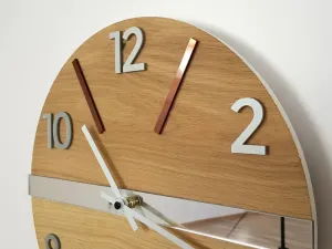 ModernClock Drevené nástenné hodiny Aksel 33 cm dub prírodná/medená/strieborná