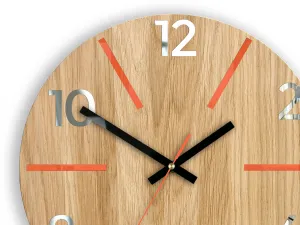 ModernClock Drevené nástenné hodiny Aksel 33 cm dub prírodný/oranžový