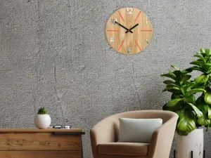 ModernClock Drevené nástenné hodiny Aksel 33 cm dub prírodný/oranžový
