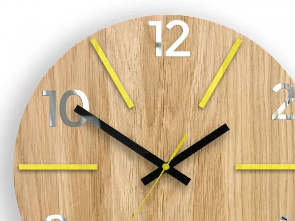 ModernClock Drevené nástenné hodiny Aksel 33 cm dub prírodný/žltý