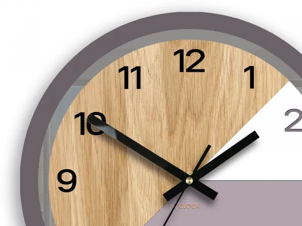 ModernClock Drevené nástenné hodiny Paris 33 cm fialové/čierne