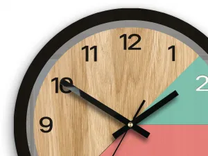 ModernClock Drevené nástenné hodiny Paris 33 cm korálové/čierne