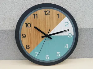 ModernClock Drevené nástenné hodiny Paris 33 cm modré/čierne