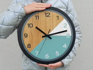 ModernClock Drevené nástenné hodiny Paris 33 cm modré/čierne