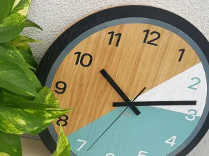 ModernClock Drevené nástenné hodiny Paris 33 cm modré/čierne