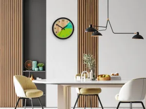 ModernClock Drevené nástenné hodiny Paris 33 cm zelené/čierne