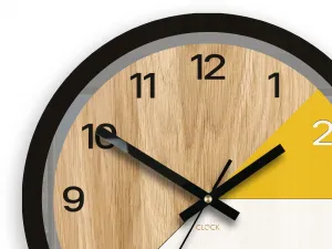 ModernClock Drevené nástenné hodiny Paris 33 cm žlté/čierne