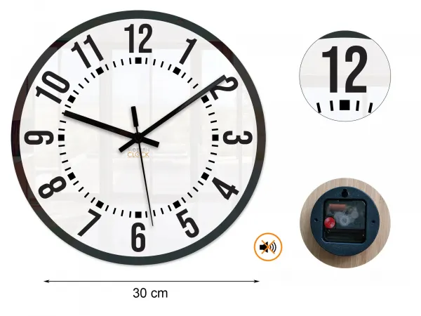 ModernClock Nástenné hodiny Oskar 30 cm biele/čierne