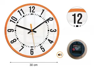 ModernClock Nástenné hodiny Oskar 30 cm biele/oranžové