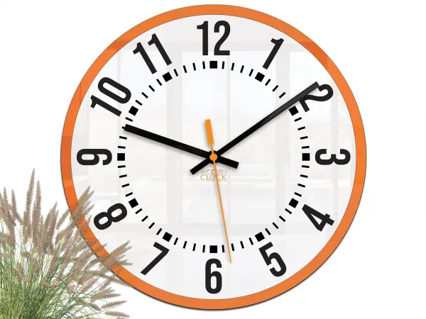 ModernClock Nástenné hodiny Oskar 30 cm biele/oranžové