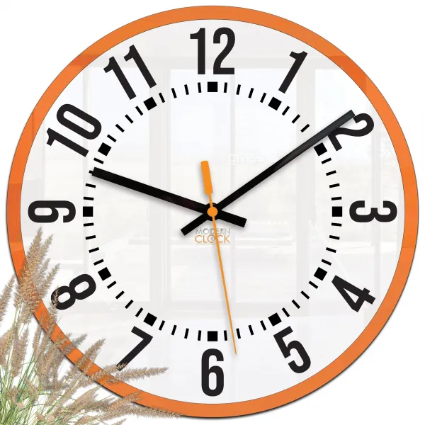 ModernClock Nástenné hodiny Oskar 30 cm biele/oranžové