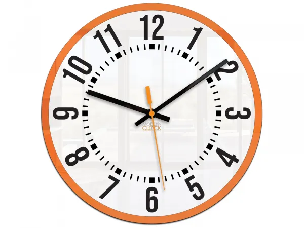 ModernClock Nástenné hodiny Oskar 30 cm biele/oranžové