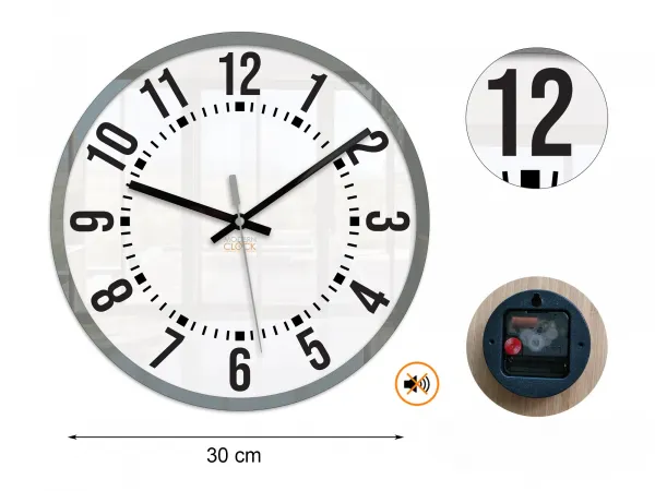 ModernClock Nástenné hodiny Oskar 30 cm biele/sivé