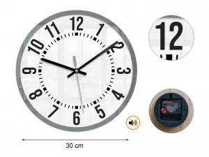 ModernClock Nástenné hodiny Oskar 30 cm biele/sivé