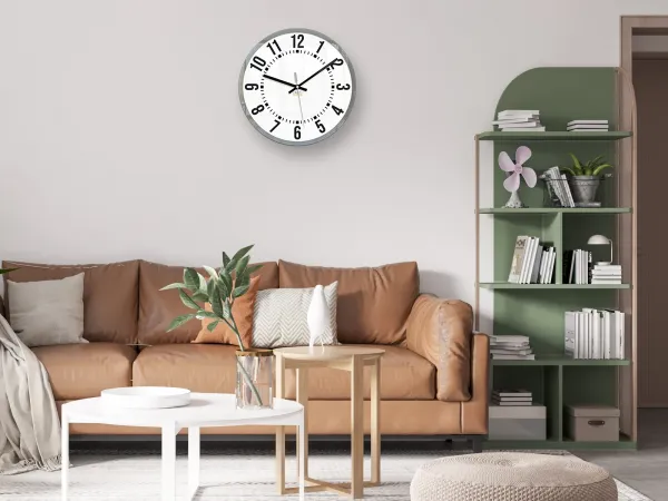 ModernClock Nástenné hodiny Oskar 30 cm biele/sivé