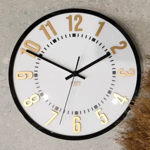 ModernClock Nástenné hodiny Oskar 30 cm zlaté/čierne
