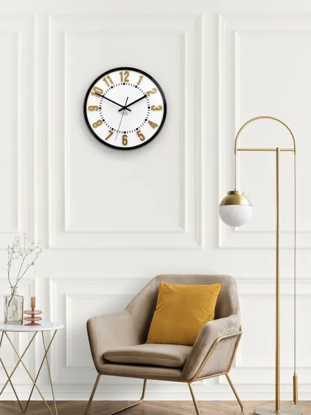 ModernClock Nástenné hodiny Oskar 30 cm zlaté/čierne