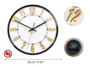 ModernClock Nástenné hodiny Oskar 30 cm zlaté/čierne
