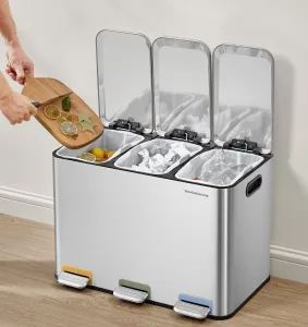 SONGMICS Odpadkový kôš Bliss 3x15 l strieborný