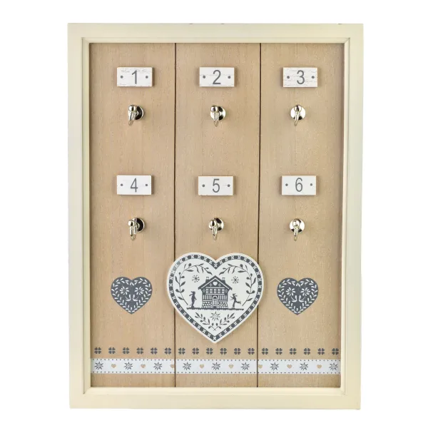 Mondex Skrinka na kľúče STACY Heart 40x30 cm biela/hnedá
