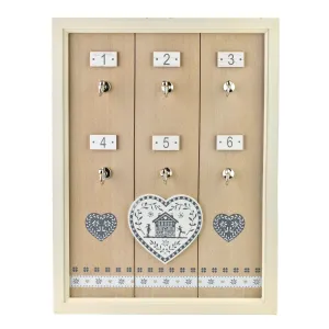 Mondex Skrinka na kľúče STACY Heart 40x30 cm biela/hnedá