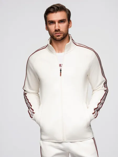 Pánsky sveter OMBRE Sweatshirt OM-SSZP-0224 V-2 white