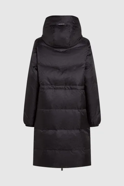 Kabát Karl Lagerfeld Reversible Long Logo Down Coat Black Nougat
