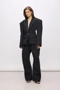 Bunda s prímesou vlny Karl Lagerfeld Karl Lagerfeld Studio čierna farba, oversize, jednofarebná, A4W14065