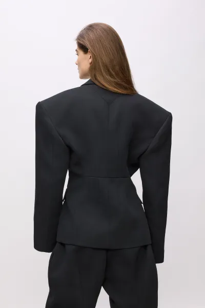 Bunda s prímesou vlny Karl Lagerfeld Karl Lagerfeld Studio čierna farba, oversize, jednofarebná, A4W14065