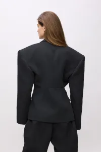 Bunda s prímesou vlny Karl Lagerfeld Karl Lagerfeld Studio čierna farba, oversize, jednofarebná, A4W14065