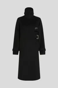 Kabát Karl Lagerfeld Belted Long Soft Wool Coat Black