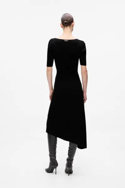 Šaty Karl Lagerfeld Belted Knit Dress Black