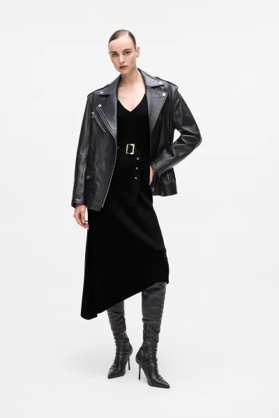Šaty Karl Lagerfeld Belted Knit Dress Black