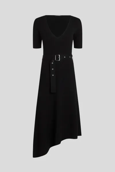 Šaty Karl Lagerfeld Belted Knit Dress Black