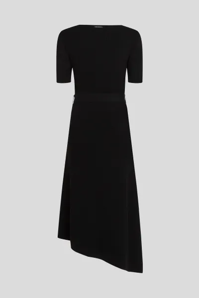 Šaty Karl Lagerfeld Belted Knit Dress Black