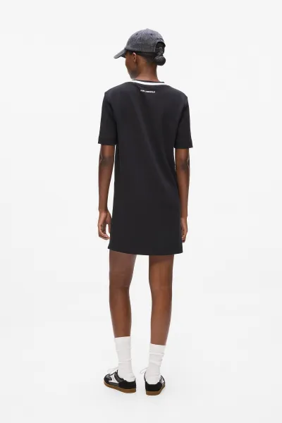 Šaty Karl Lagerfeld Ikon Patch Tshirt Dress Black