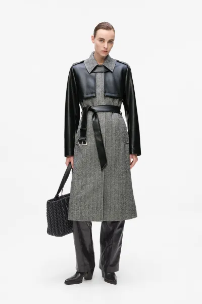 Kabát Karl Lagerfeld šedá farba, A4W15036
