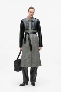 Kabát Karl Lagerfeld šedá farba, A4W15036